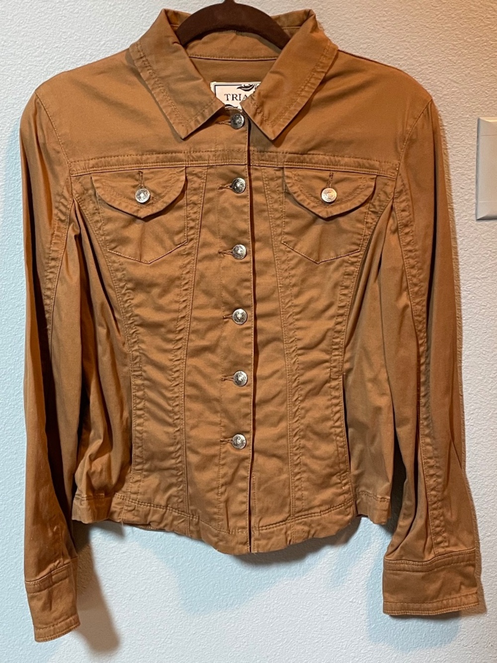 NEW TRIA Women’s Small Chocolate Brown Stretch Denim Jacket